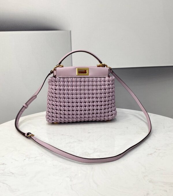 1:1 Replica Fendi Peekaboo Mini Purple Braided Bag For Woman 18cm/7in
