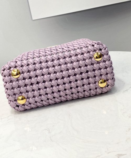 1:1 Replica Fendi Peekaboo Mini Purple Braided Bag For Woman 18cm/7in