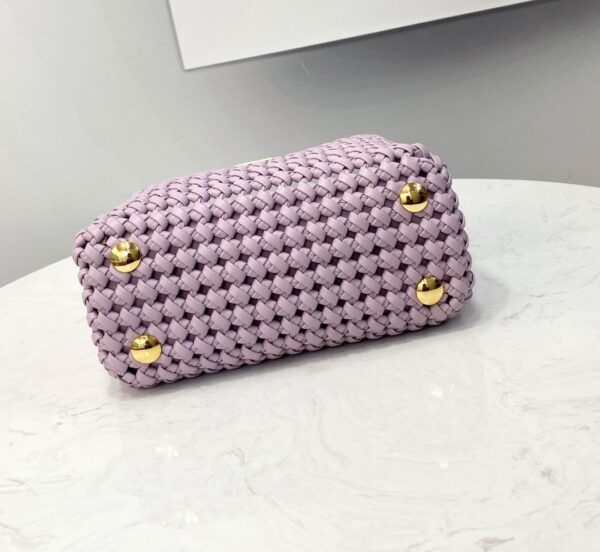 1:1 Replica Fendi Peekaboo Mini Purple Braided Bag For Woman 18cm/7in