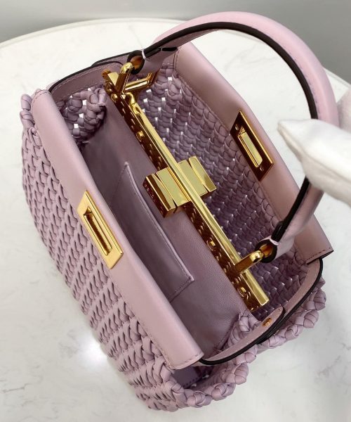 1:1 Replica Fendi Peekaboo Mini Purple Braided Bag For Woman 18cm/7in