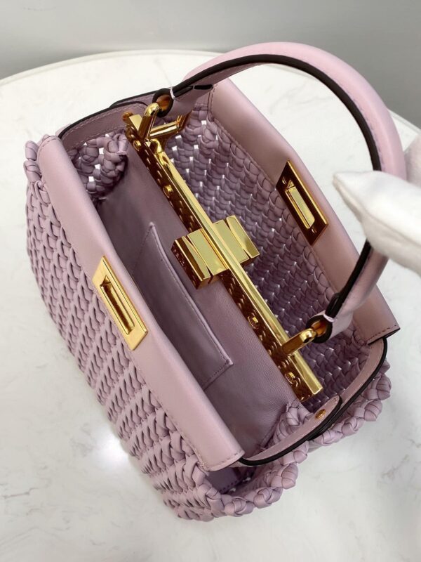 1:1 Replica Fendi Peekaboo Mini Purple Braided Bag For Woman 18cm/7in