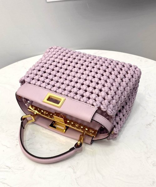1:1 Replica Fendi Peekaboo Mini Purple Braided Bag For Woman 18cm/7in