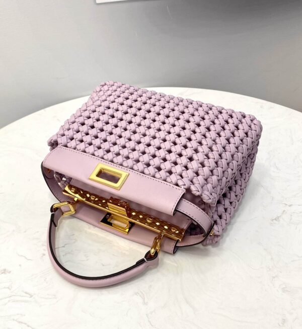 1:1 Replica Fendi Peekaboo Mini Purple Braided Bag For Woman 18cm/7in