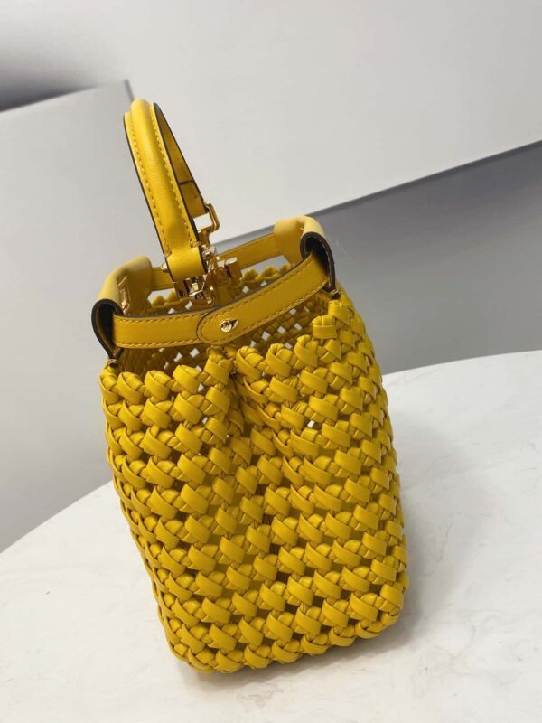 1:1 Replica Fendi Peekaboo Mini Yellow Braided Bag For Woman 18cm/7in