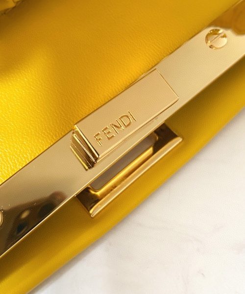 1:1 Replica Fendi Peekaboo Mini Yellow Braided Bag For Woman 18cm/7in
