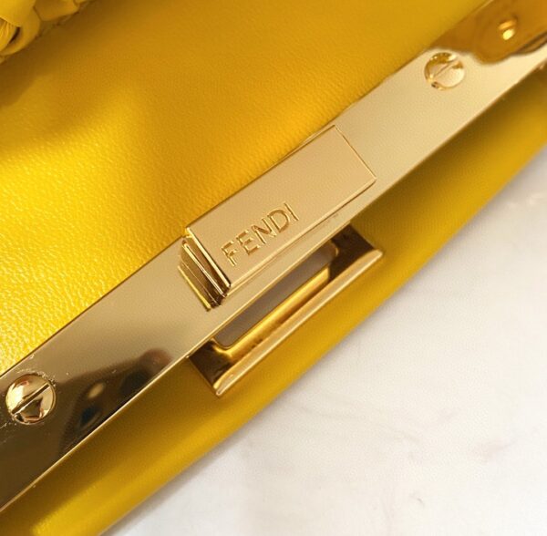 1:1 Replica Fendi Peekaboo Mini Yellow Braided Bag For Woman 18cm/7in