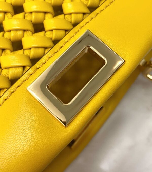 1:1 Replica Fendi Peekaboo Mini Yellow Braided Bag For Woman 18cm/7in