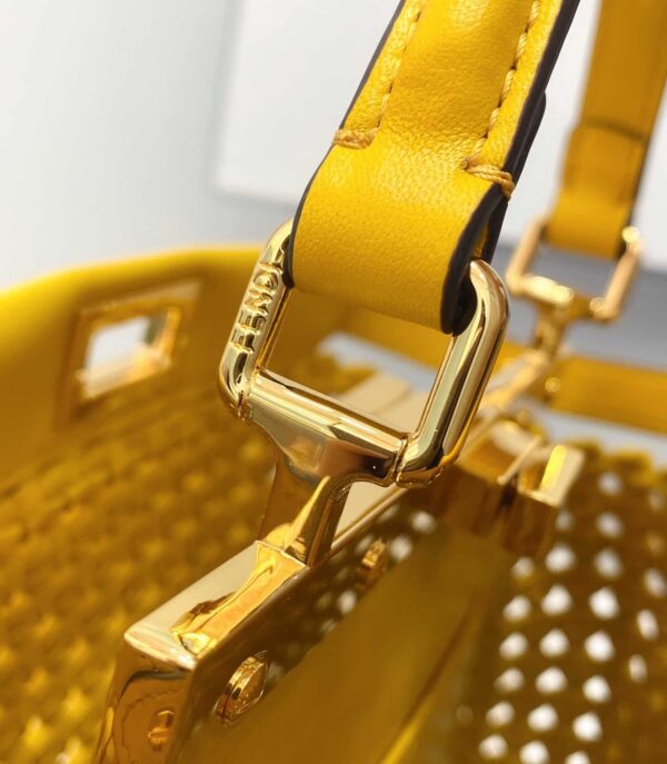 1:1 Replica Fendi Peekaboo Mini Yellow Braided Bag For Woman 18cm/7in