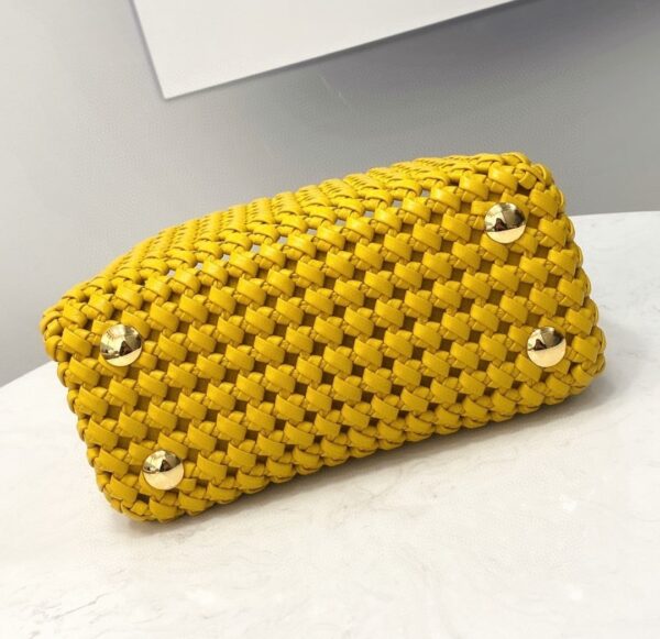 1:1 Replica Fendi Peekaboo Mini Yellow Braided Bag For Woman 18cm/7in