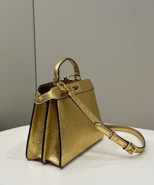 1:1 Replica Fendi Peekaboo Small Gold Bag For Woman 27cm/11in