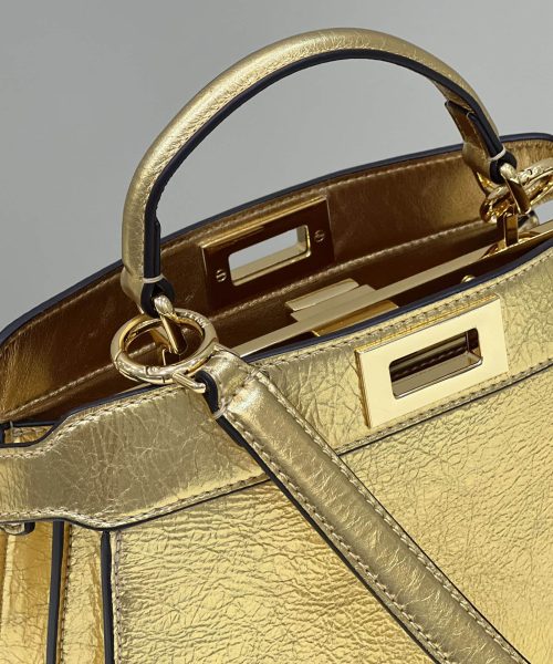 1:1 Replica Fendi Peekaboo Small Gold Bag For Woman 27cm/11in