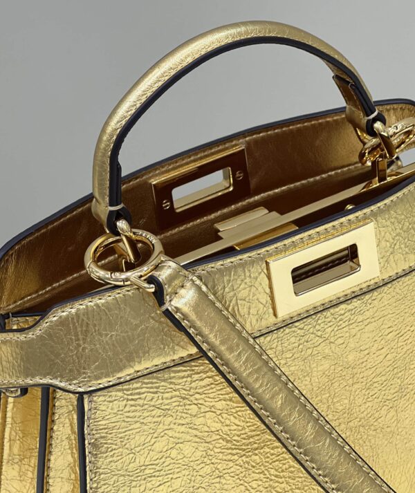 1:1 Replica Fendi Peekaboo Small Gold Bag For Woman 27cm/11in