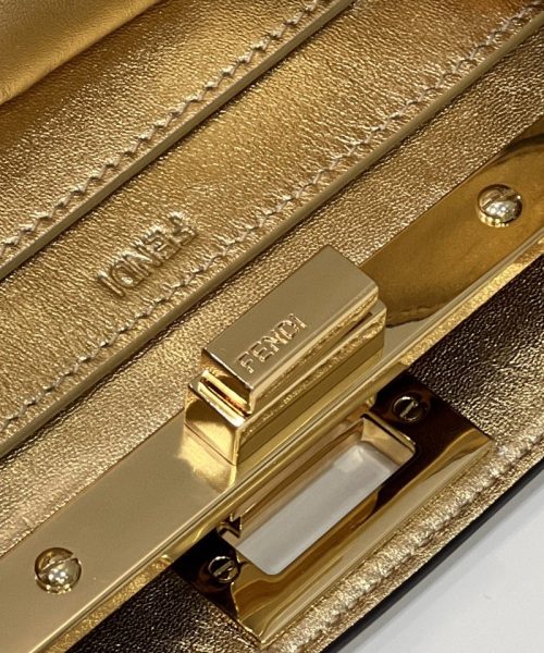 1:1 Replica Fendi Peekaboo Small Gold Bag For Woman 27cm/11in