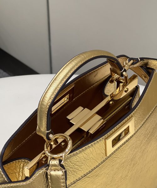 1:1 Replica Fendi Peekaboo Small Gold Bag For Woman 27cm/11in