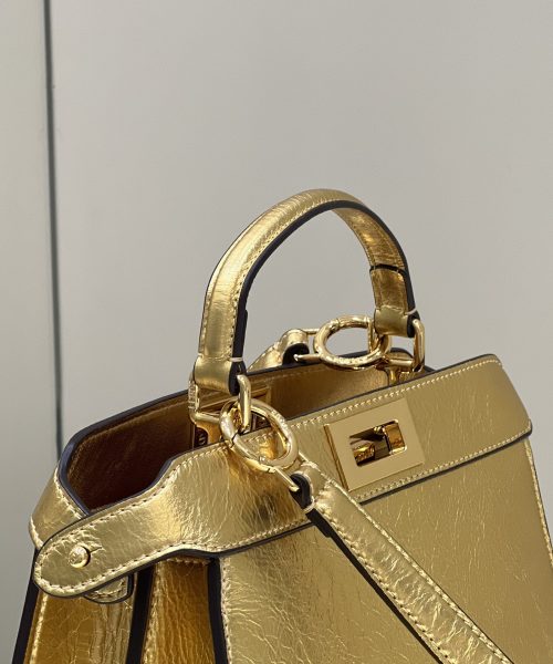 1:1 Replica Fendi Peekaboo Small Gold Bag For Woman 27cm/11in