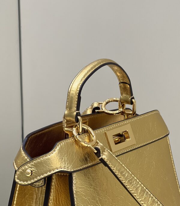 1:1 Replica Fendi Peekaboo Small Gold Bag For Woman 27cm/11in