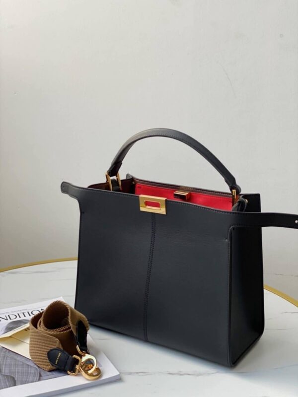 1:1 Replica Fendi Peekaboo X-Lite Tote Medium Black Bag For Woman 30cm/12in