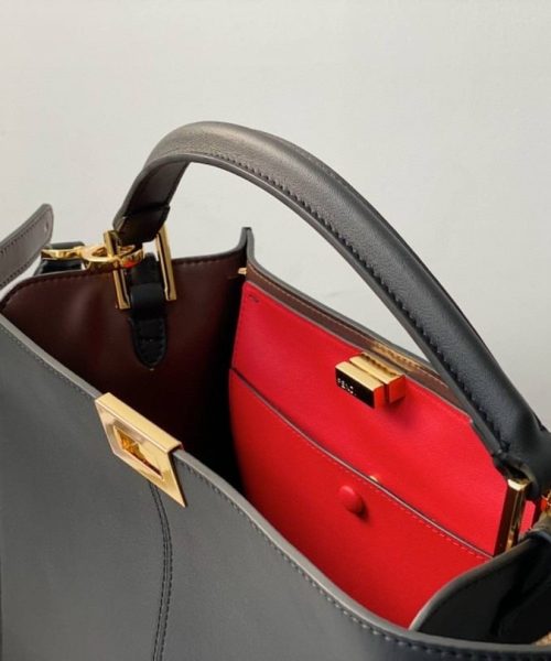 1:1 Replica Fendi Peekaboo X-Lite Tote Medium Black Bag For Woman 30cm/12in
