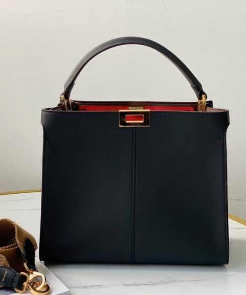 1:1 Replica Fendi Peekaboo X-Lite Tote Medium Black Bag For Woman 30cm/12in