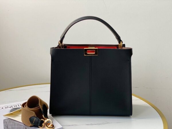 1:1 Replica Fendi Peekaboo X-Lite Tote Medium Black Bag For Woman 30cm/12in