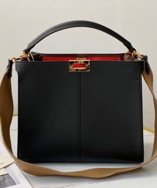1:1 Replica Fendi Peekaboo X-Lite Tote Medium Black Bag For Woman 30cm/12in
