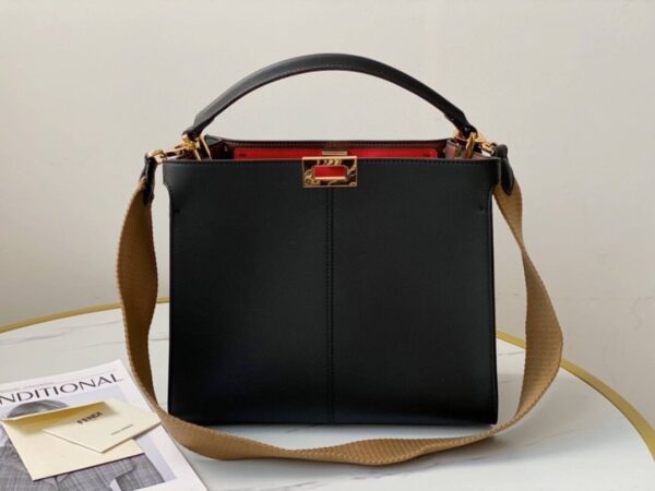 1:1 Replica Fendi Peekaboo X-Lite Tote Medium Black Bag For Woman 30cm/12in