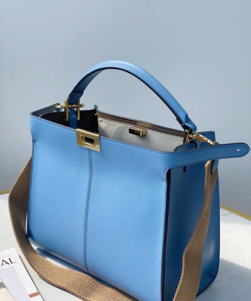 1:1 Replica Fendi Peekaboo X-Lite Tote Medium Blue Bag For Woman 30cm/12in