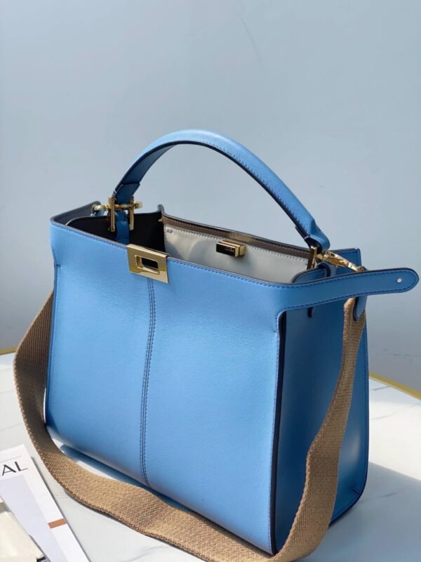 1:1 Replica Fendi Peekaboo X-Lite Tote Medium Blue Bag For Woman 30cm/12in