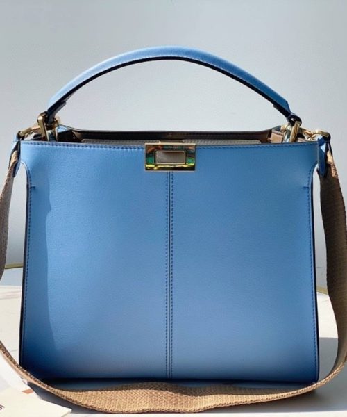 1:1 Replica Fendi Peekaboo X-Lite Tote Medium Blue Bag For Woman 30cm/12in