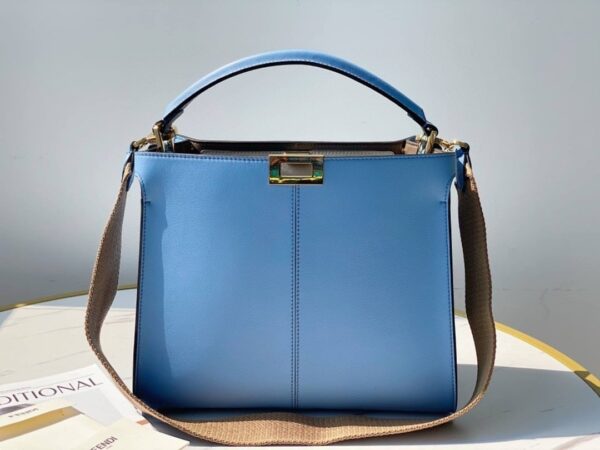 1:1 Replica Fendi Peekaboo X-Lite Tote Medium Blue Bag For Woman 30cm/12in