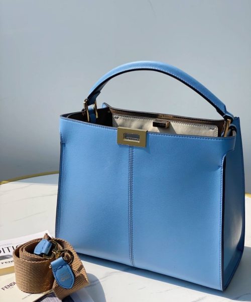 1:1 Replica Fendi Peekaboo X-Lite Tote Medium Blue Bag For Woman 30cm/12in