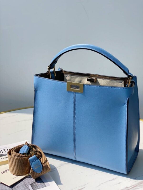 1:1 Replica Fendi Peekaboo X-Lite Tote Medium Blue Bag For Woman 30cm/12in