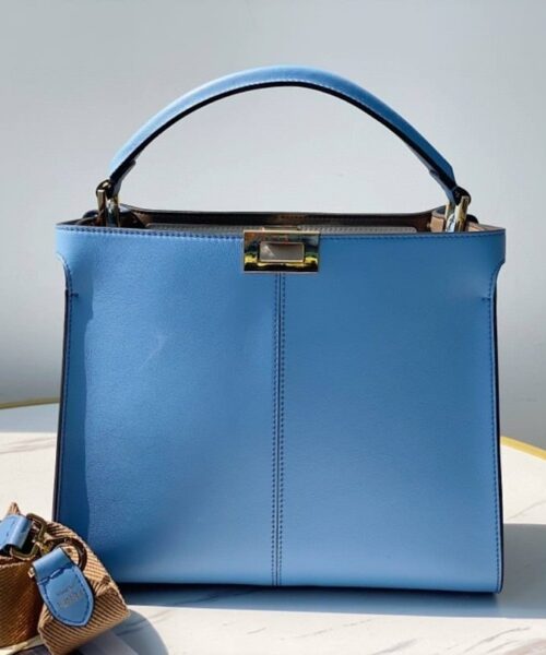 1:1 Replica Fendi Peekaboo X-Lite Tote Medium Blue Bag For Woman 30cm/12in