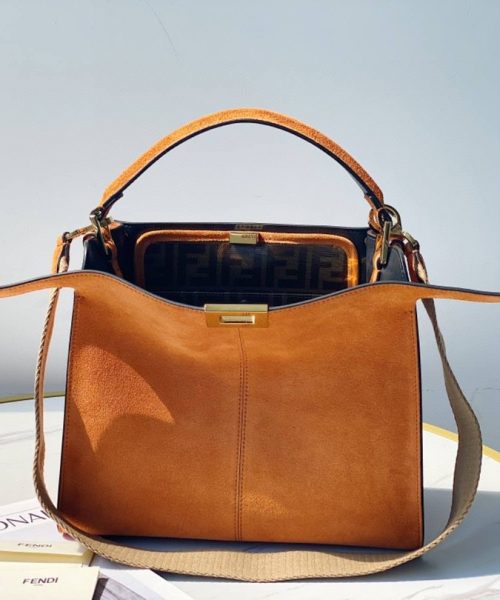 1:1 Replica Fendi Peekaboo X-Lite Tote Medium Brown Bag For Woman 30cm/12in