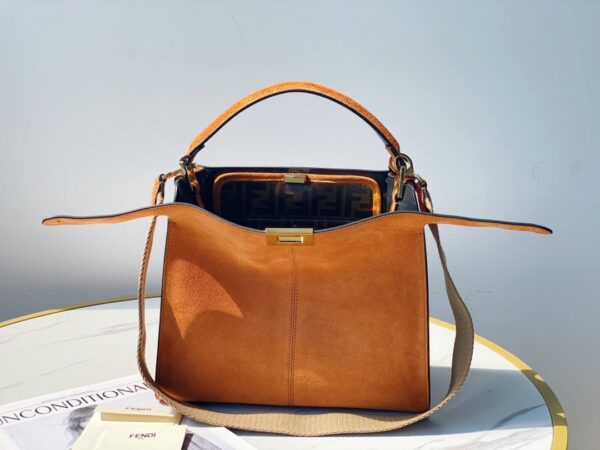 1:1 Replica Fendi Peekaboo X-Lite Tote Medium Brown Bag For Woman 30cm/12in
