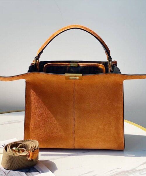 1:1 Replica Fendi Peekaboo X-Lite Tote Medium Brown Bag For Woman 30cm/12in