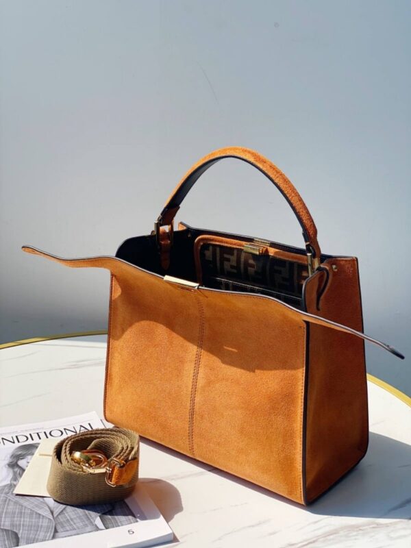 1:1 Replica Fendi Peekaboo X-Lite Tote Medium Brown Bag For Woman 30cm/12in