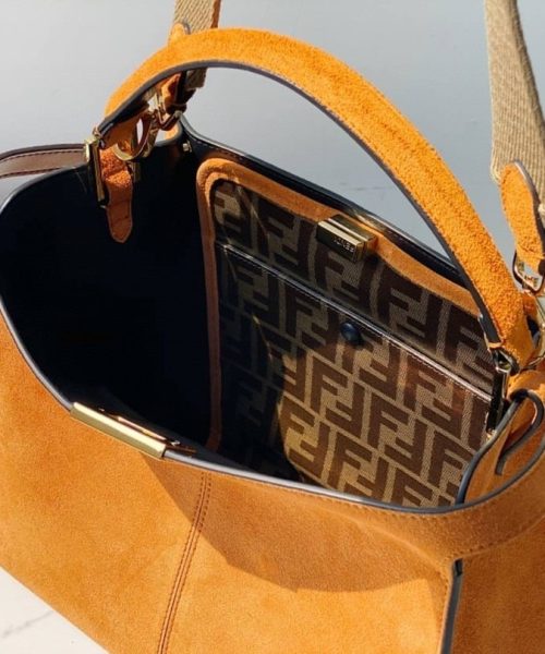 1:1 Replica Fendi Peekaboo X-Lite Tote Medium Brown Bag For Woman 30cm/12in
