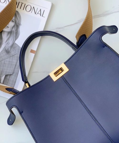 1:1 Replica Fendi Peekaboo X-Lite Tote Medium Dark Blue Bag For Woman 30cm/12in