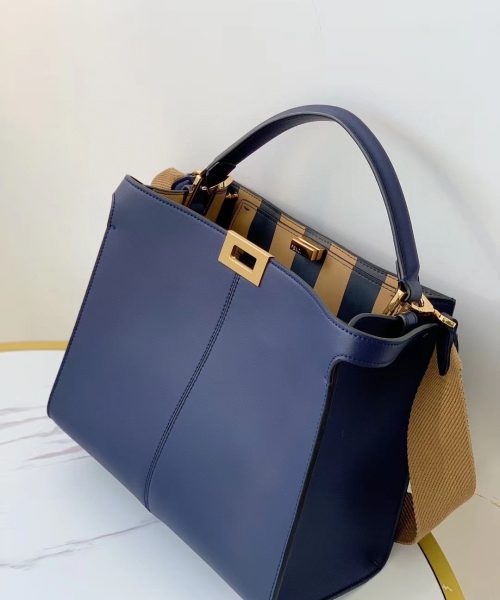 1:1 Replica Fendi Peekaboo X-Lite Tote Medium Dark Blue Bag For Woman 30cm/12in