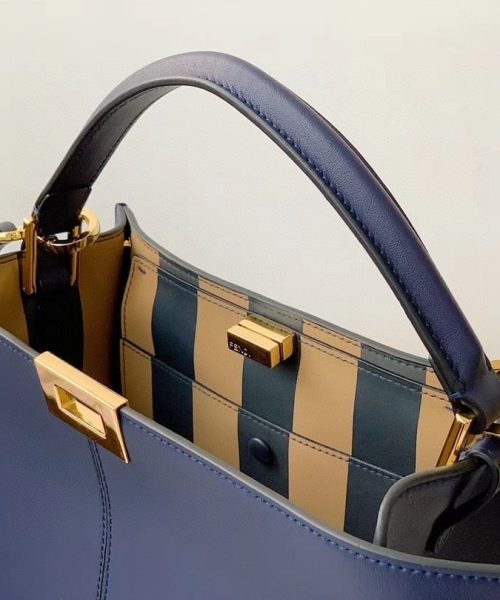 1:1 Replica Fendi Peekaboo X-Lite Tote Medium Dark Blue Bag For Woman 30cm/12in