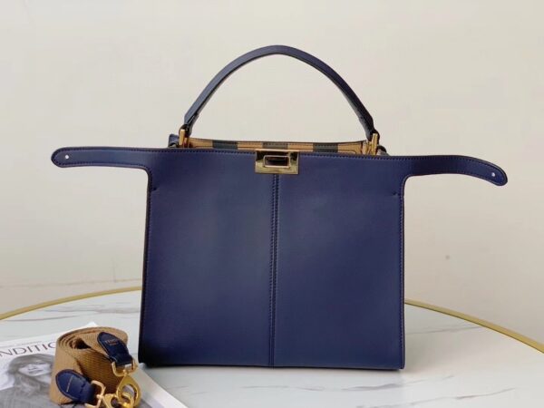 1:1 Replica Fendi Peekaboo X-Lite Tote Medium Dark Blue Bag For Woman 30cm/12in