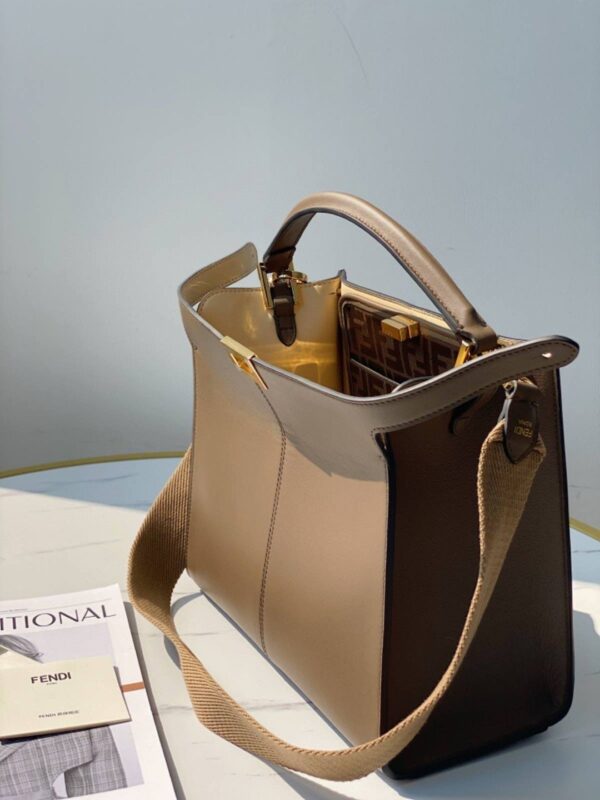 1:1 Replica Fendi Peekaboo X-Lite Tote Medium Light Brown Bag For Woman 30cm/12in