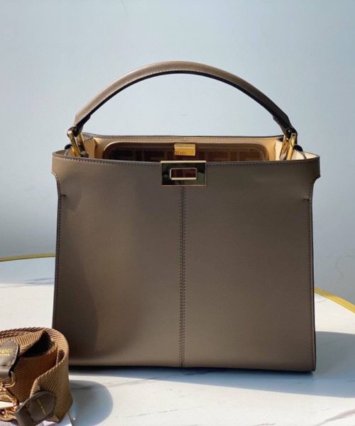 1:1 Replica Fendi Peekaboo X-Lite Tote Medium Light Brown Bag For Woman 30cm/12in