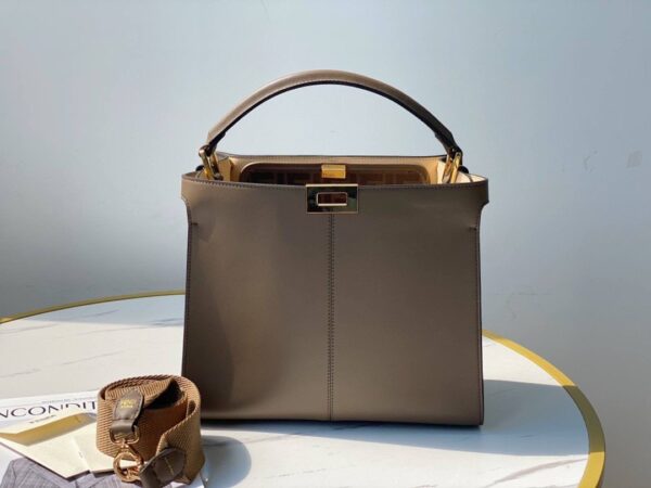 1:1 Replica Fendi Peekaboo X-Lite Tote Medium Light Brown Bag For Woman 30cm/12in
