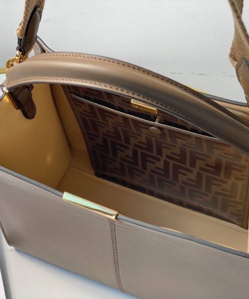 1:1 Replica Fendi Peekaboo X-Lite Tote Medium Light Brown Bag For Woman 30cm/12in