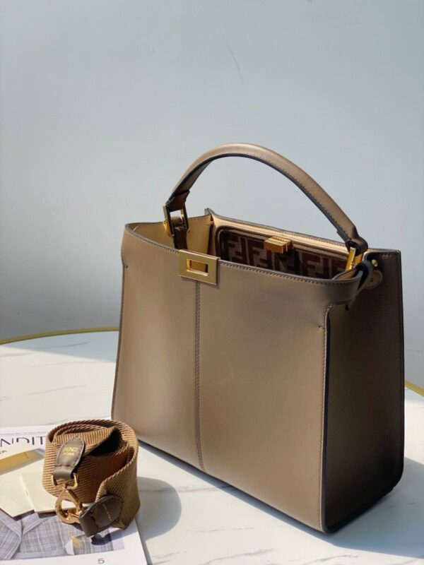 1:1 Replica Fendi Peekaboo X-Lite Tote Medium Light Brown Bag For Woman 30cm/12in