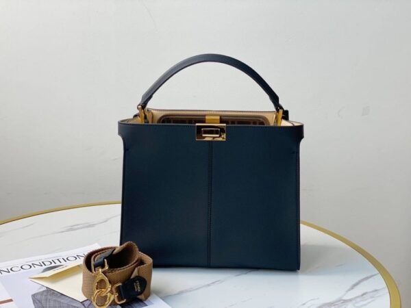1:1 Replica Fendi Peekaboo X-Lite Tote Medium Navy Blue Bag For Woman 30cm/12in