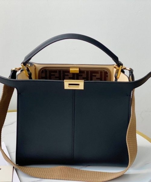 1:1 Replica Fendi Peekaboo X-Lite Tote Medium Navy Blue Bag For Woman 30cm/12in