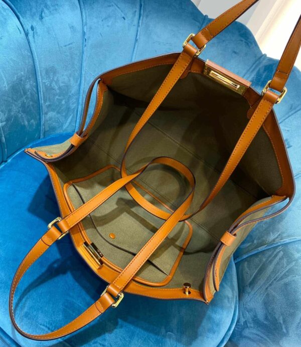 1:1 Replica Fendi Peekaboo x Tote Bag Khaki For Women, Women's Bags 15.7in/40cm FF 8BH374